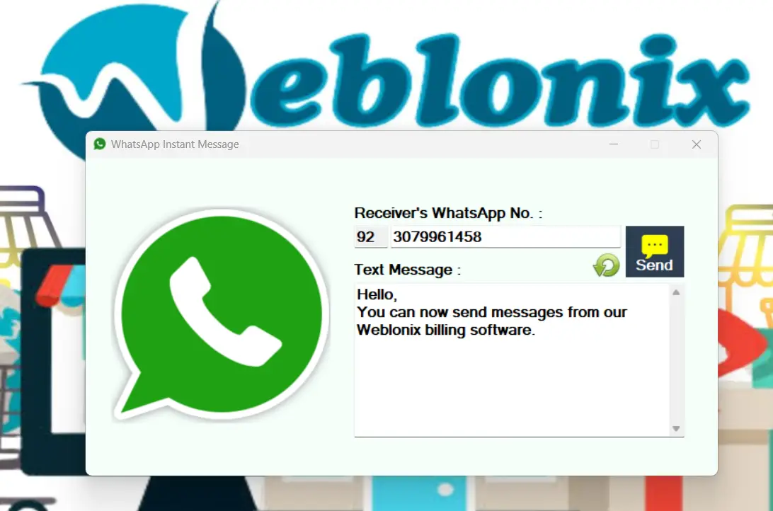 whatsapp feature - Weblonix Billing software